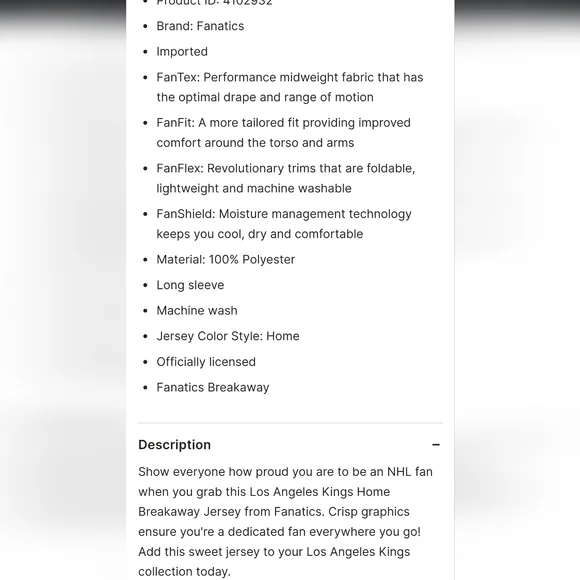 🆕️ LA Kings NHL Fanatics Home Breakaway Jersey - Picture 10 of 10